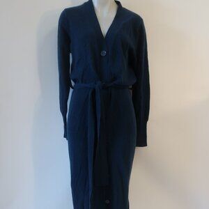 NWT Womens Crush 100% Cashmere Marine Blue Tijuana Long Cardigan Sweater 2 US/M